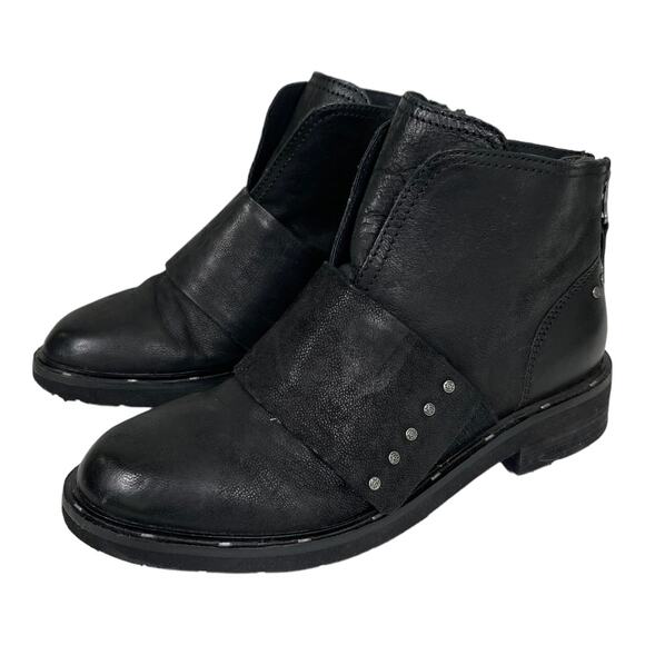 OTBT Frontage Moto Ankle Boot 6.5 Black Leather Edgy Stud Embellished Grunge - Picture 1 of 7
